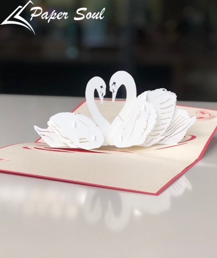 Swan couple pop-up card template
