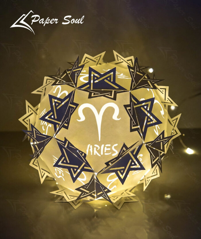 Aries zodiac paper lantern template