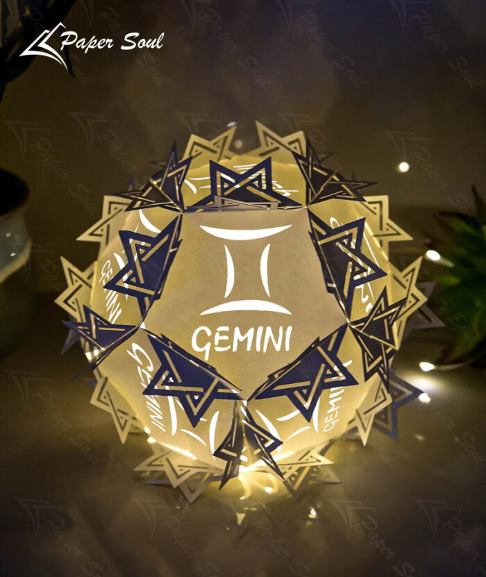 Gemini zodiac paper lantern template