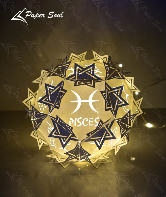 Pisces zodiac paper lantern template